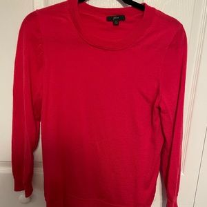 J Crew Sweater 100% Merino Wool Size L Hot Pink